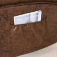 thumbnail image 6 of IMKHK Swivel Rocker Recliner Chair with Side Pockets and Hidden Cup Holders, Extra Wide Manual Recliner for Living Room, Faux Leather Ergonomic Lounge Chair Single Sofa Chair, Brown, 6 of 9