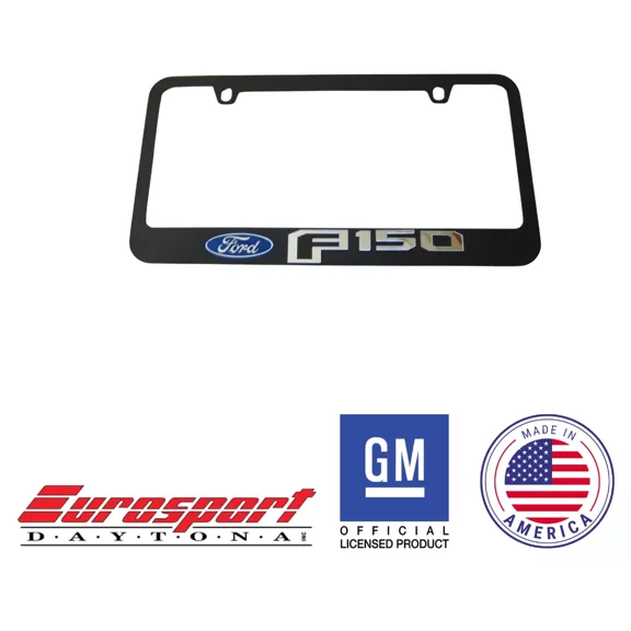 Black 2015 Ford F-150 Logo Premium Carbon Stainless Steel License Plate Frame