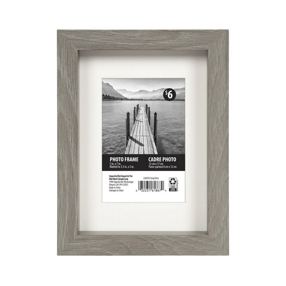 Macintyre Grey Picture Frame, 5"x7"/3.5"x5"