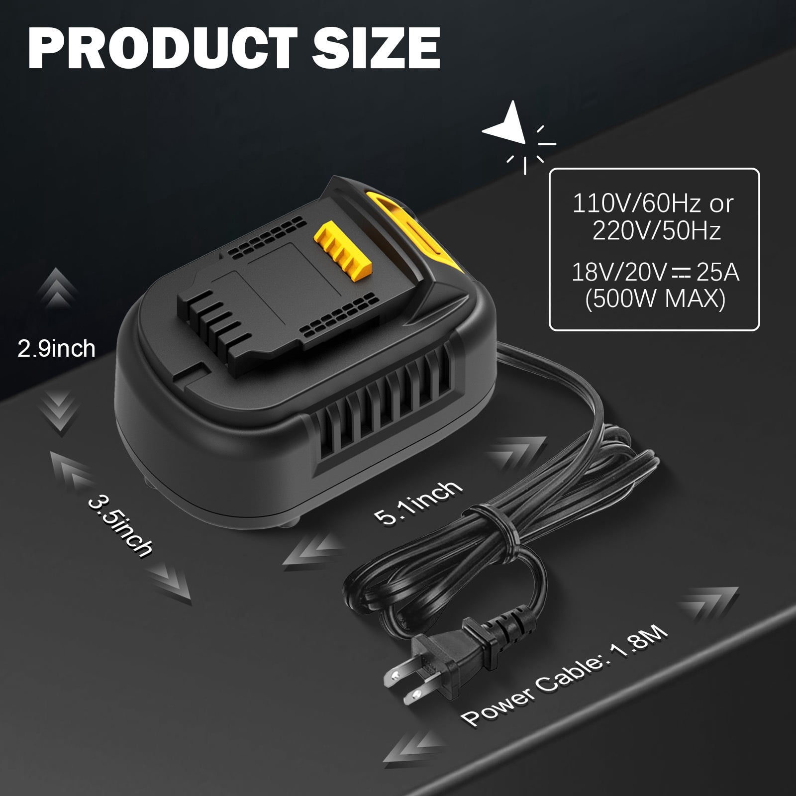 500W AC to DC Converter for  De*walt 20V Cordless Tools, 110V to 20V AC/DC Adapter Power Supply, AC Plug Transformer Adapter