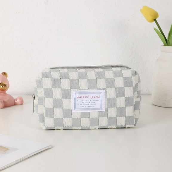 Large Capacity Travel Makeup Bag, Portable Cosmetic Organizer Pouch, Sturdy Metal Frame with Wide Opening, Fabric Material with Zipper Closure and Side Carry Handle