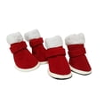 thumbnail image 2 of Xihbxyly Zapatos para Perro, Diseño Navideño de Terciopelo Rojo, Material Cálido y Suave, Ambiente Festivo, Fáciles de Usar, Suela de Goma Duradera, Varios Tamaños, Paquete de 4, 2 of 7