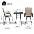 thumbnail image 3 of Homall 3-Piece Bar Height Patio Bar Set, 2 Swivel Textilene Stools with Tempered Glass Top Table, Weather Resistant Steel Frame, for Balcony Garden Poolside, Beige, 3 of 7
