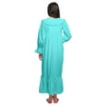 thumbnail image 2 of Moomaya Button Down Maxi Nightdress Long Sleeve Solid WoMen's Cotton Nightwear, 2 of 6
