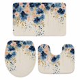 thumbnail image 2 of Spring Flowers Bathroom Rugs Set Vintage Watercolor Pink Blue Floral Gold Leaf Linen Texture Non Slip Absorbent Bath Mats 3 Piece Set, U-Shaped Floor Mat, Toilet Seat Cover Large Size, 2 of 9