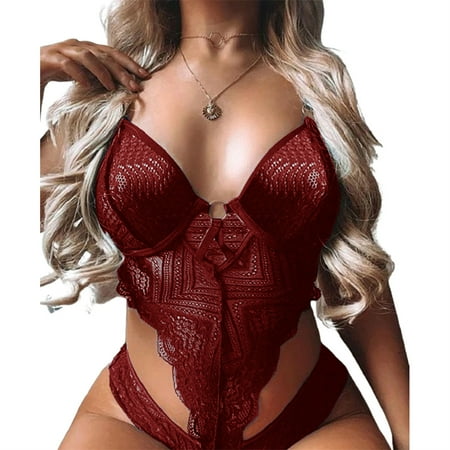 

SHerrylily Women Lace Sleepwear Bra Set Pajamas