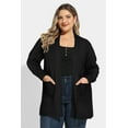 thumbnail image 3 of CASSIE LIZ Plus Size Womens Sweaters 4X Fall Cardigans for Women Fashion Black Open Front Cardigans Casual Long Sleeve Lightweight Knit Holiday Sweaters with Pocket 4XL 24W-26W, 3 of 6