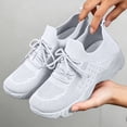 thumbnail image 7 of Women Breathable Knit Lace Up Walking Sneakers, Thick Cushioned Sole Lightweight Daily Commute Casual Outdoor Footwear White 7.5, 7 of 7