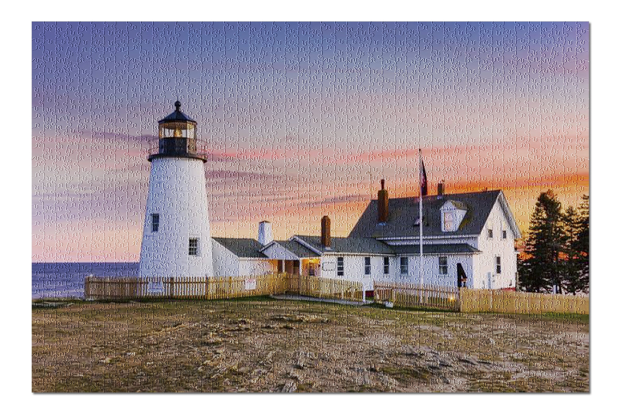 Pemaquid Point Light in Bristol, Maine at Sunset 9018859 (20x30 Premium 1000 Piece Jigsaw Puzzle