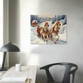 thumbnail image 3 of COMIO Horse Drawn Sleigh Canvas Print Snowy Winter Scene Light Up Wall Art with Cardinals, Horse Prints Canvas, christmas wall art, Animal wall art, Framed, Print, 3 of 4