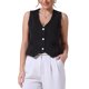thumbnail image 1 of CHAQUETA DE JEANS SIN MANGAS PARA MUJER INSPIRADA CHIC, CUELLO EN V, CON BOTONES, VESTIDO DE DENIM, TALLA 2XL, NEGRO, 1 of 6