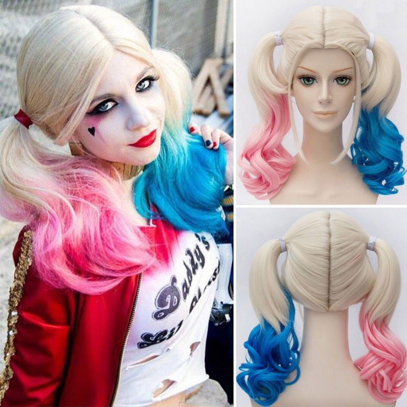 alextreme Hair Extensions Batman Suicide Squad Harley Quinn Cosplay Wig Pink Blue Gradient Hair Fast Shipping Fashion