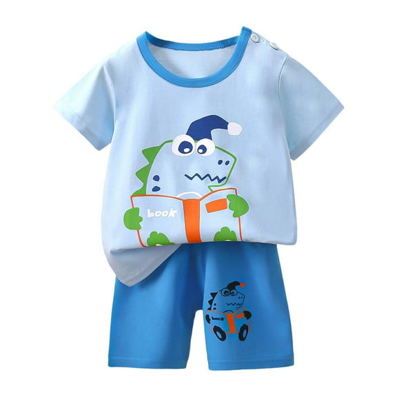Ymyiu Baby Boy Shorts Toddler Baby Boy Summer Clothes Short Sleeve T-Shirt Tees Casual Shorts Cute Clothing Set 3T 4T (Light Blue,3-4 Years)