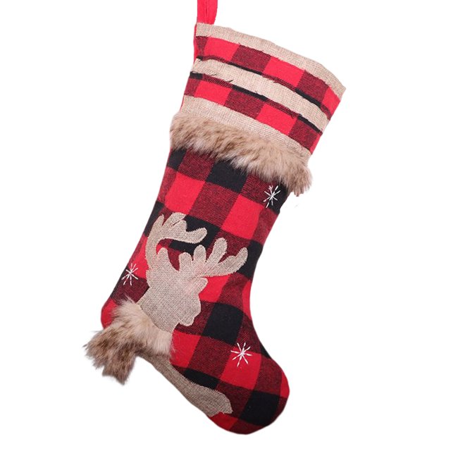 Yuarrent Calcetines navideños con cuerda colgante muñeco de nieve Santa Festival dulces bolsas de regalo elementos de punto árbol colgante pared puerta Kits de decoración para fiestas Alce Yuarrent HA069862-03