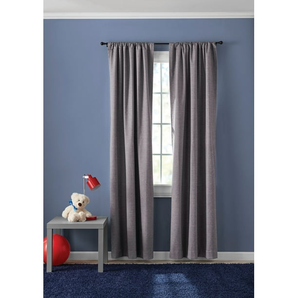 Your Zone Chambray Blackout Window Curtains, Set of 2, 38" x 84", Gray