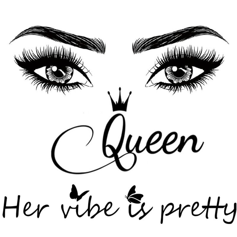 Her Vibe is Pretty Wall Sticker Decor with Eyes Butterfly Wall Decals Inspirational Quotes Motivational Saying Wall Stickers for Women Girls Bedroom Living Room Office Decoration