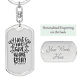 thumbnail image 2 of He'S Not Here Matthew 28:6 Stainless Steel or 18k Gold Premium Swivel Dog Tag Keychain, 2 of 16