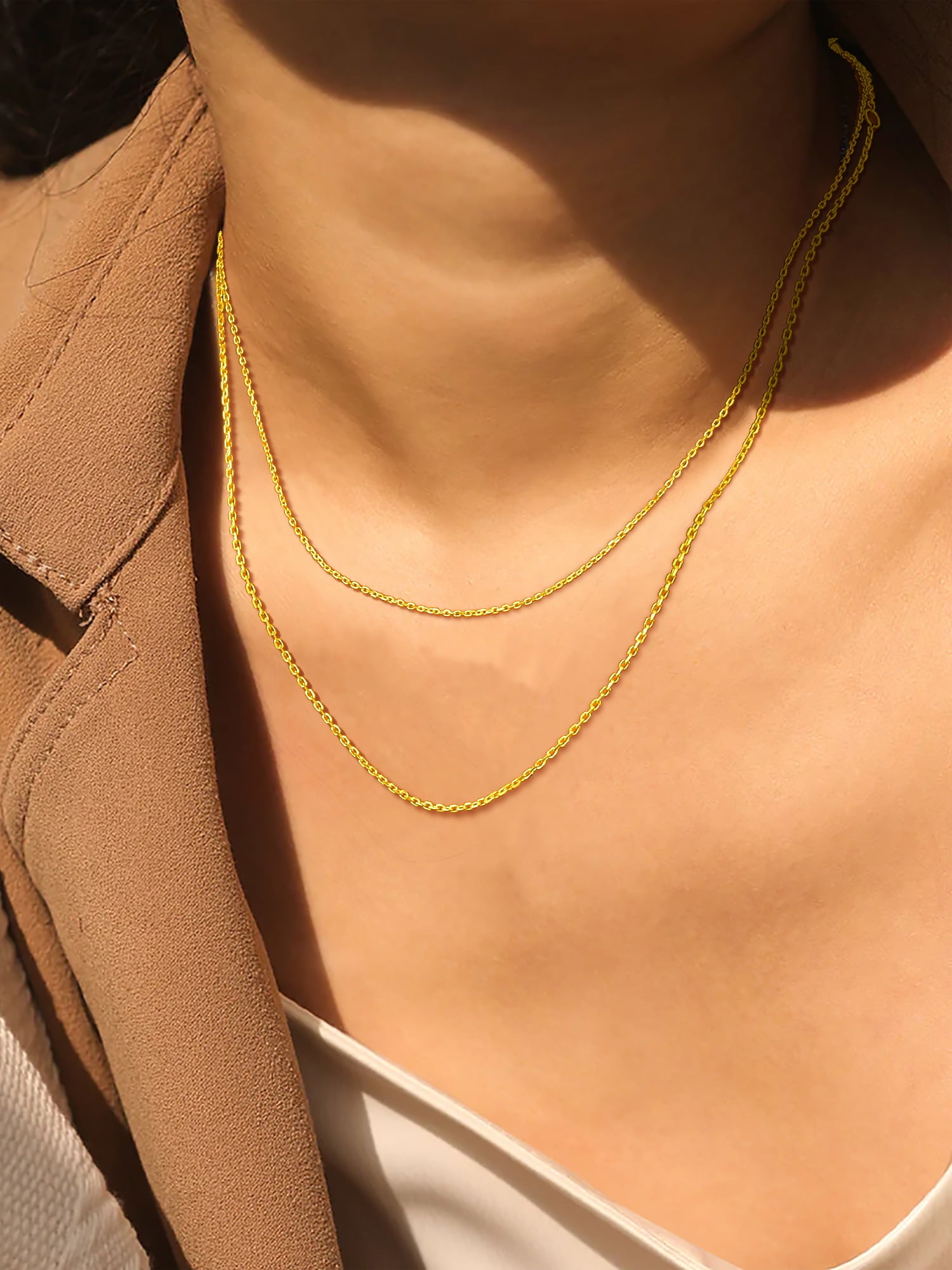 PROSTEEL Pure 925 Sterling Silver necklace Gold Plated Chain for Women 1.5mm Cable Chain Necklace Thin 24 Inch Birthday Mother Day Jewelry Collection Gift for Mom Wife Girlfriend Adult