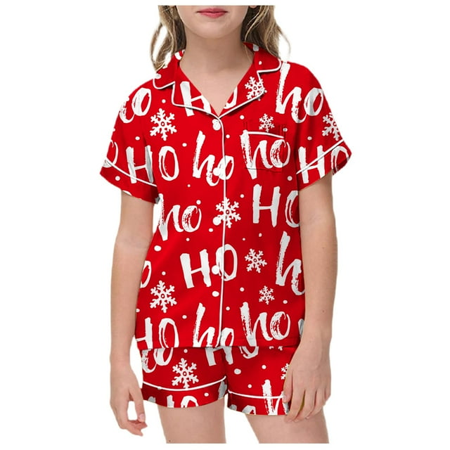 TZEWGL Pyjamas For Kid Set Satin Silk Short Sleeves 2 Piece Button Down Classic Shorts Jammies For Toddlers size 12-13T