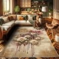 thumbnail image 2 of Ambesonne Rose Decorative Rug Carpet, Art Nostalgia Earthy Floral, 2' 5" x 5', Camel Raspberry, 2 of 5