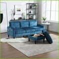 thumbnail image 3 of 3-Seater Chenille Sofa with Storage Ottoman, Cup Holders & Side Pockets – Living Room Modular Couch | Chenille | Cushion Back | Wood, 3 of 24