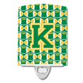 thumbnail image 1 of Carolines Treasures CJ1069-KCNL Letter K Football Green & Gold Ceramic Night Light, 1 of 1