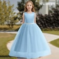 thumbnail image 2 of Kids Flower Girl Dress Blue Ruffle Tulle Toddler Dress Fancy Dress for Girls Princess Dress Up for Girls 6-7 year, 2 of 6