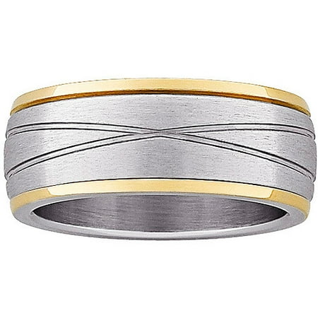 7.8mm Two-tone Textured Design Band In S