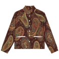 thumbnail image 4 of Jackets for Women Winter Coat Jackets Flannel Stand Collar Jacket(Ornate Paisley Rich Dark Pattern,Size:S-4XL), 4 of 7