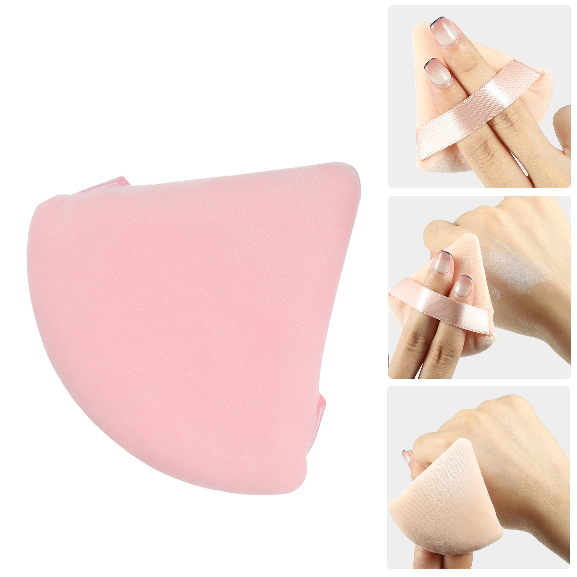Unique Bargains 2 Pcs Loose  Puff Face Soft Triangle Puff Blender Makeup Tool Pink