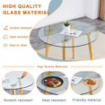 thumbnail image 5 of Noble House 36" Modern Round Dining Table, Tempered Glass Tabletop, Gold Metal Legs with Aluminum Disc, Clear, 5 of 8