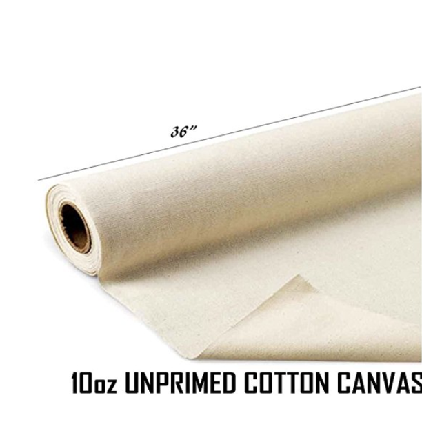 Unprimed Cotton Canvas Fabric 10oz Natural Duck Cloth 36" Wide, 10