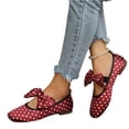 thumbnail image 3 of KEVCHE Womens Polka Dot Satin Bow Knot Round Toe Ballet Flats, Comfort Slip On Shoes, Lightweight Footwear for Casual Summer Party Wear, Retro Mary Jane Ballet Shoes, 3 of 5