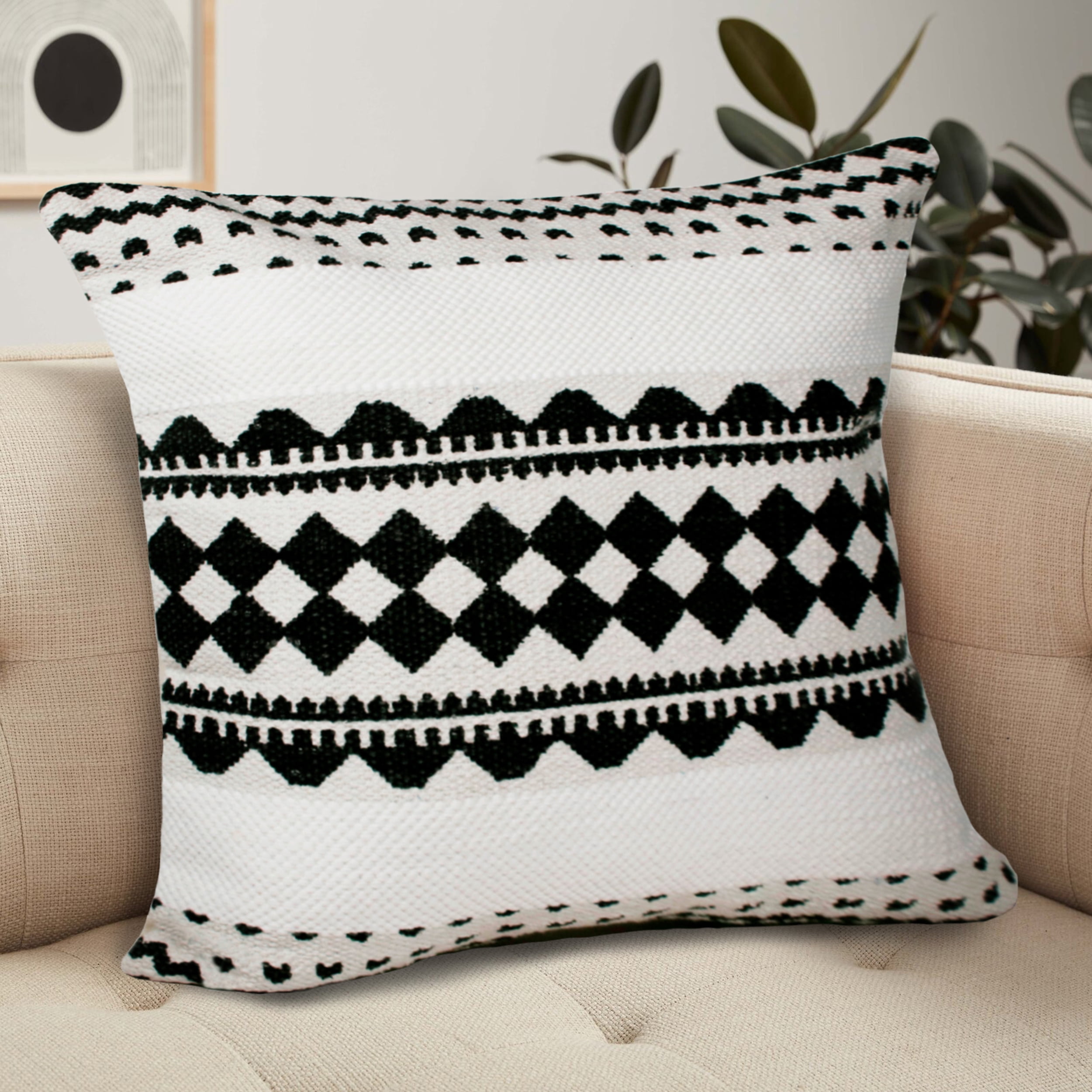 Desert Fields Modern Mosaic Geometric Stripe Throw Pillow