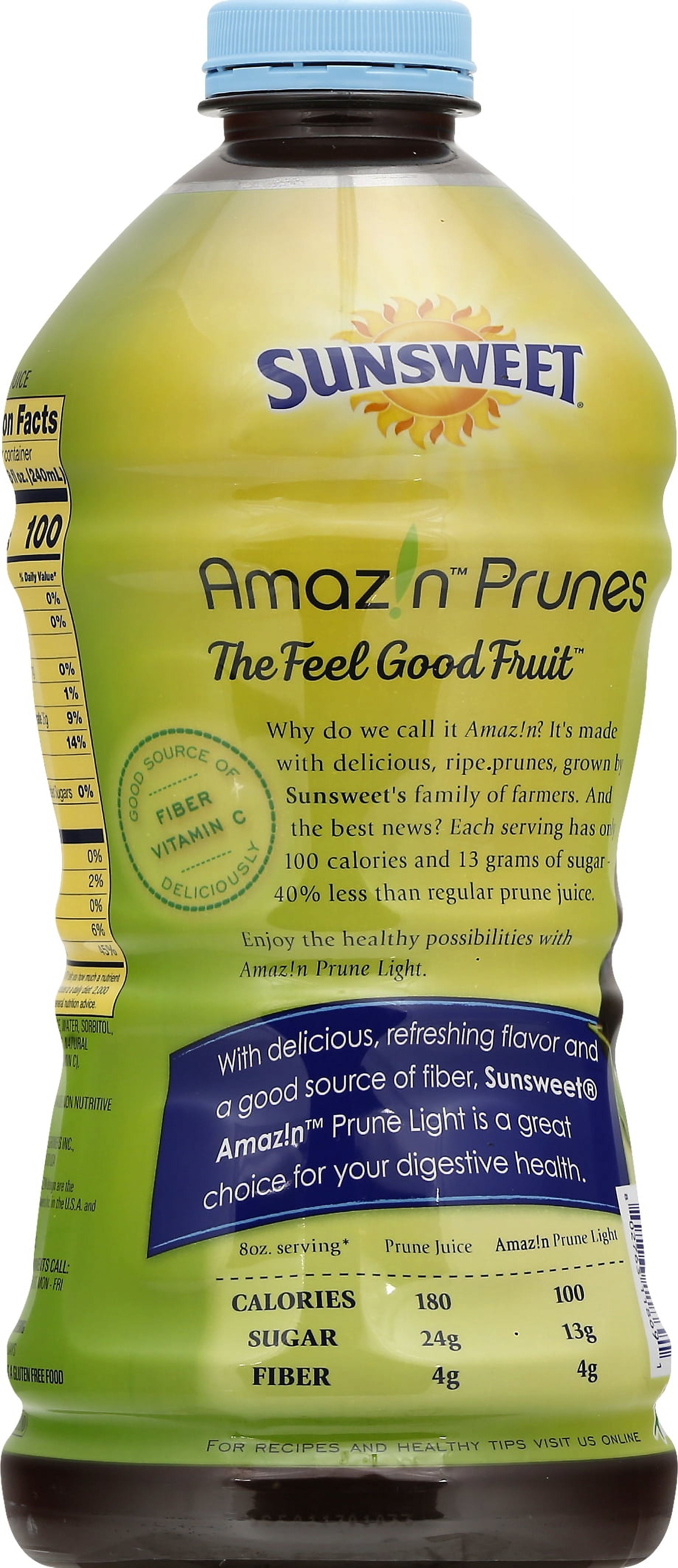 Sunsweet AmazIn Prune Juice Light - High Fiber, Low Fat, No Added Sugar - 64 Oz Juice, 1 Count