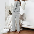 thumbnail image 3 of CILENON Women Travel Outfit Women's Casual Fall/Winter 2 Piece Sweater Set With Long Sleeved Hoodie And Pocket Wide Leg Pants Set Tracksuit Womens Track Suits 2 Piece Set (Gray,M), 3 of 5