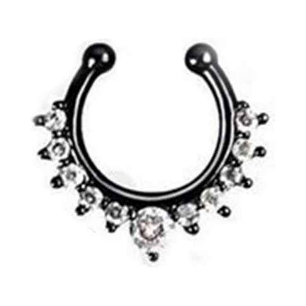 Minnieouse Anillo de nariz falsa Stud aleación cuerpo labio Clip cumpleaños personalizado Punk joyería regalos rosa cristal Type1 NO1