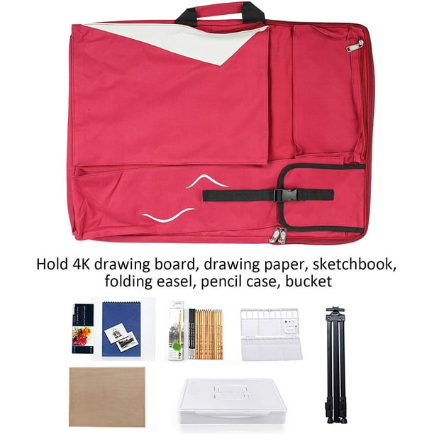 Art Portfolio Case Art Supplies Students Sketching Tools Large Capacity Multifunction Drawing Sketching Board Bag for Carrying Red Large, Size