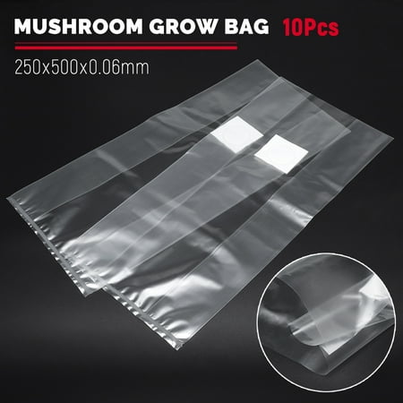 10Pcs PVC Pre Sealable Mushroom Substrate Grow Bags Micron Filter Patch High Temp