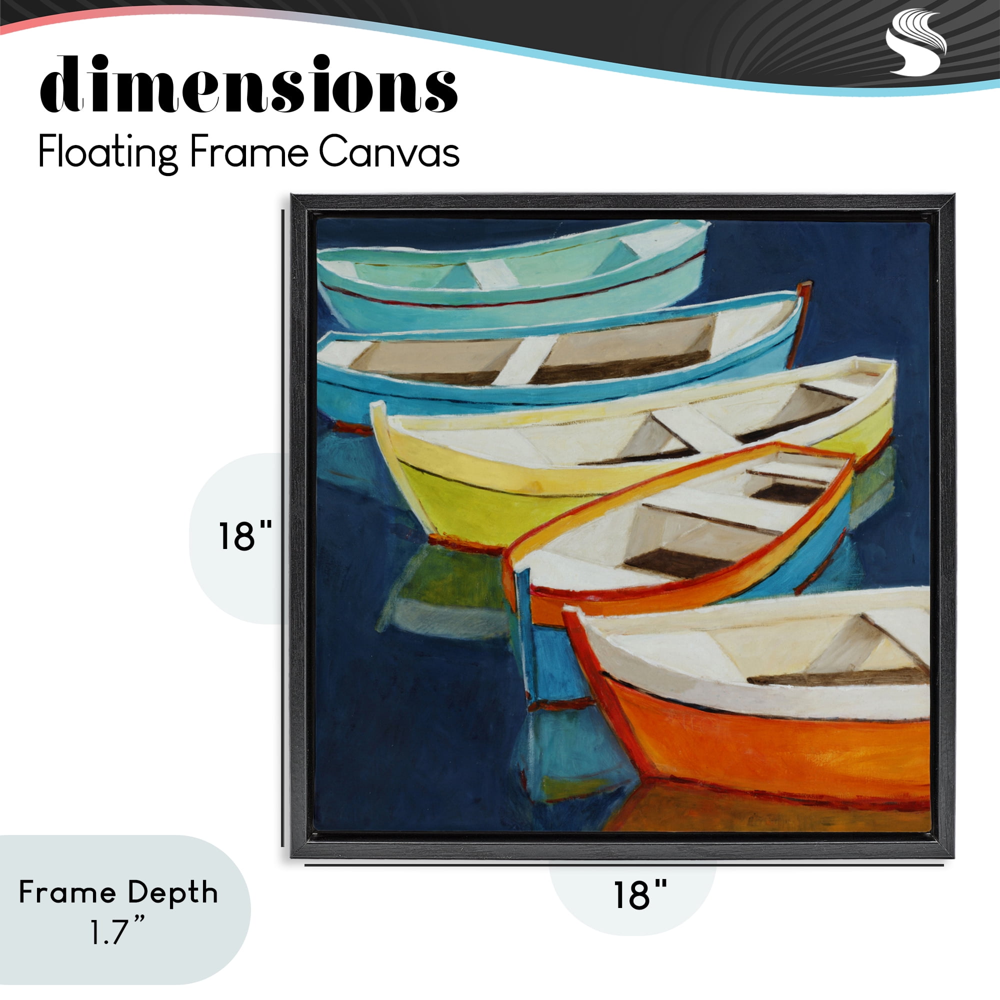 Stupell Industries Serene Rowboats in Summer Black Framed Floater Canvas Wall Art, design by Lorenzo Collective