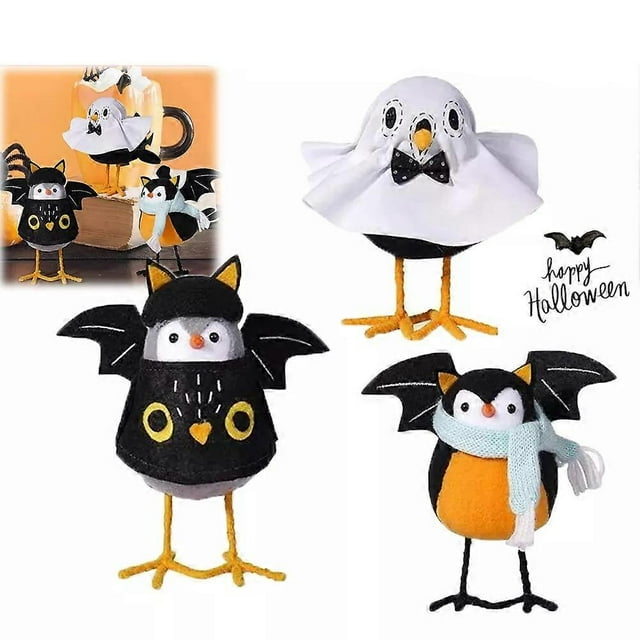 Halloween Decorations Birds Figurine Featherly Friends Bird Statue-Handmade .