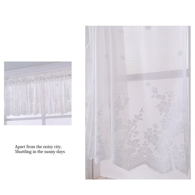 Lace Cafe Kitchen Ruffle Window Drape Valance Semi Transparent transparent voile curtains Voile Curtains Window Treatment