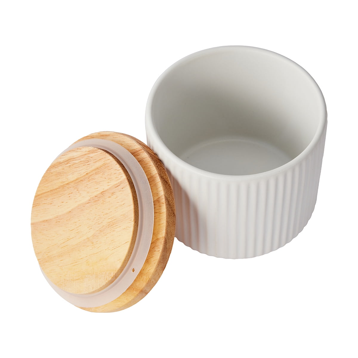 Anko Small White Ribbed Canister, Small Canister