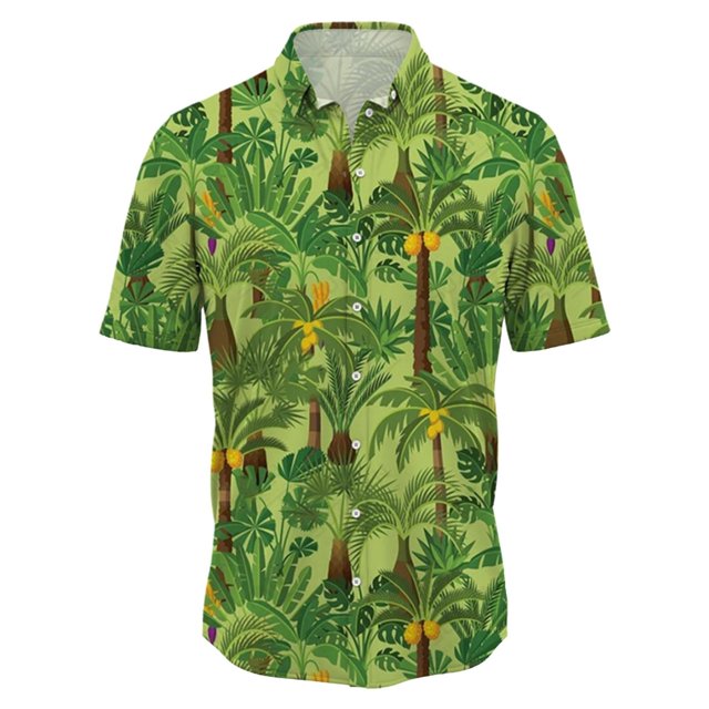 Camisas Para Hombre Manga Corta La tendencia de la moda de verano es genial para combinar con camisas de manga corta estampadas en verde (Green, 4XL)