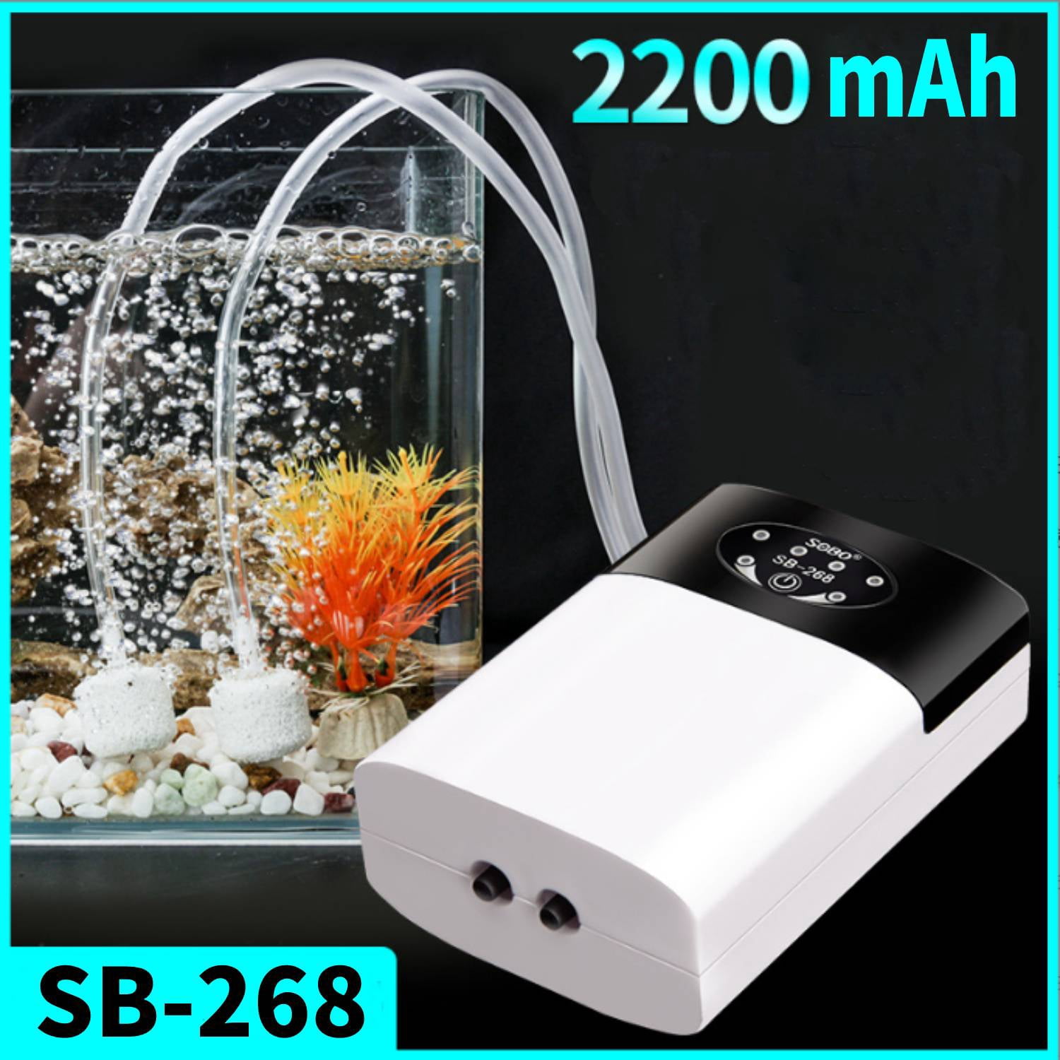 WHAMVOX Portable USB Charging Oxygen Pump for Fish Tank Aquarium with ABS Material White Color Producing More Bubbles 5.8 Inches