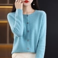 thumbnail image 2 of Suéter de cachemira merino 100% puro para mujer, cárdigan de cuello redondo, suéter holgado de manga larga, primavera y otoño 2024, 2 of 4