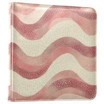 FORMRS 3 Ring Photo Album 4"x6" Self Adhesive Large Capacity PU Leather Cover, Soft Pink Pattern