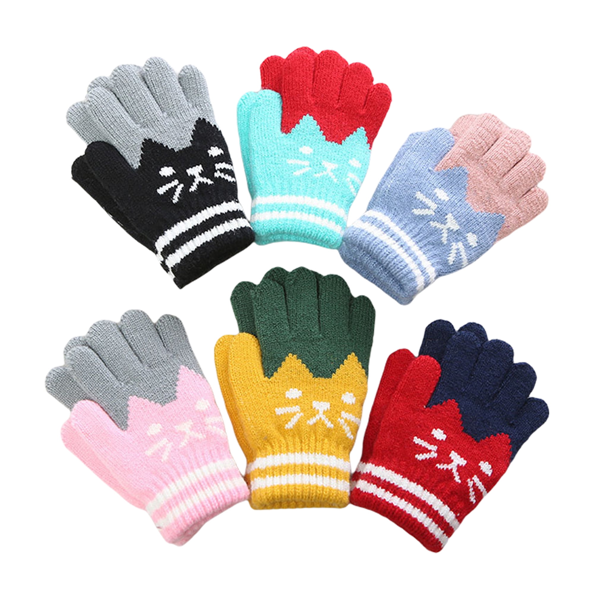Haoohu Boys Girls Winter Warm Knit Gloves Mittens for Toddler Kids 