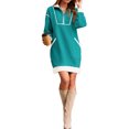 thumbnail image 4 of Women Casual Long Sleeve Sweatshirt Dress Quaeter Zipper Lapel Loose Mini Dresses, 4 of 7