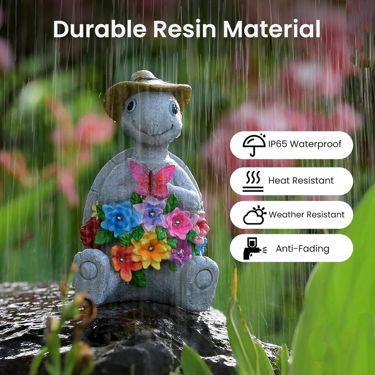 Mpow Solar Garden Turtle Statue with LED Lights photo 4